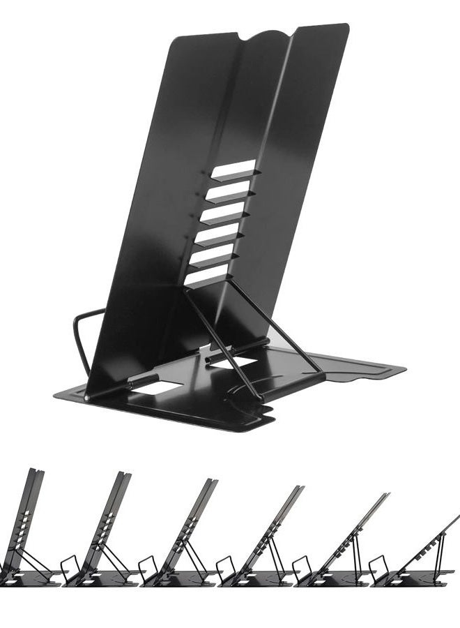 MSDADA Large Desk Book Stand Metal Reading Rest Book Holder Adjustable Document Cookbook Holder Portable Bookstands for Recipes Textbooks Music Books Birthday Gift for Age 3,4,5,6,7,8,9,10+ Boys Girls(Black) - Image 4