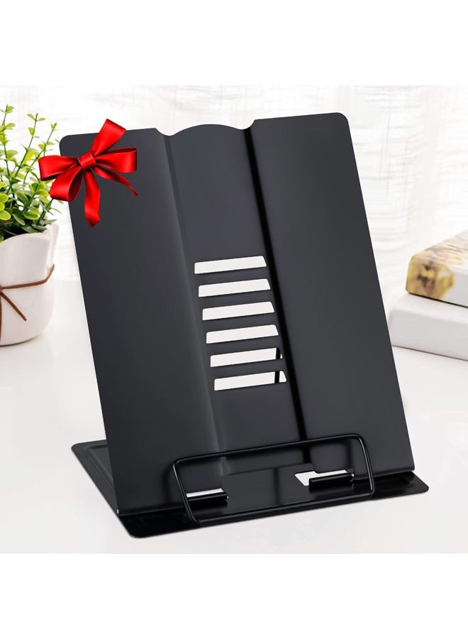 MSDADA Large Desk Book Stand Metal Reading Rest Book Holder Adjustable Document Cookbook Holder Portable Bookstands for Recipes Textbooks Music Books Birthday Gift for Age 3,4,5,6,7,8,9,10+ Boys Girls(Black) - Image 1