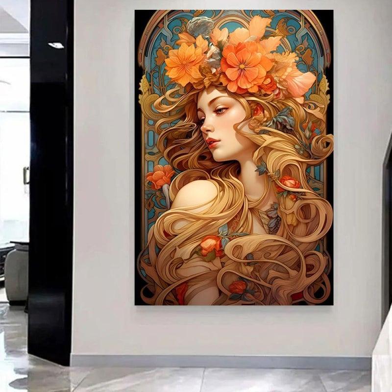 ماركتنا لوحة قماشية بتصميم فتاة مع برواز مجوف مقاس (50×70) قطعة واحدة - Image 1