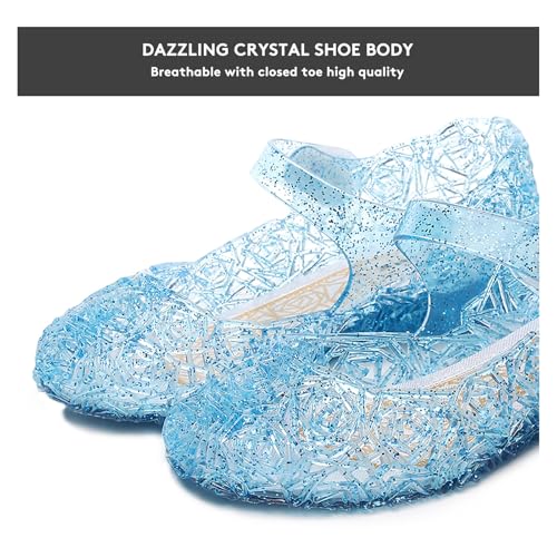 TANDEFLY Princess Girls Sandals Jelly Mary Jane Flats Shoes Dress Up Dance Party Cosplay Shoes for Kids Toddler Blue - Image 2