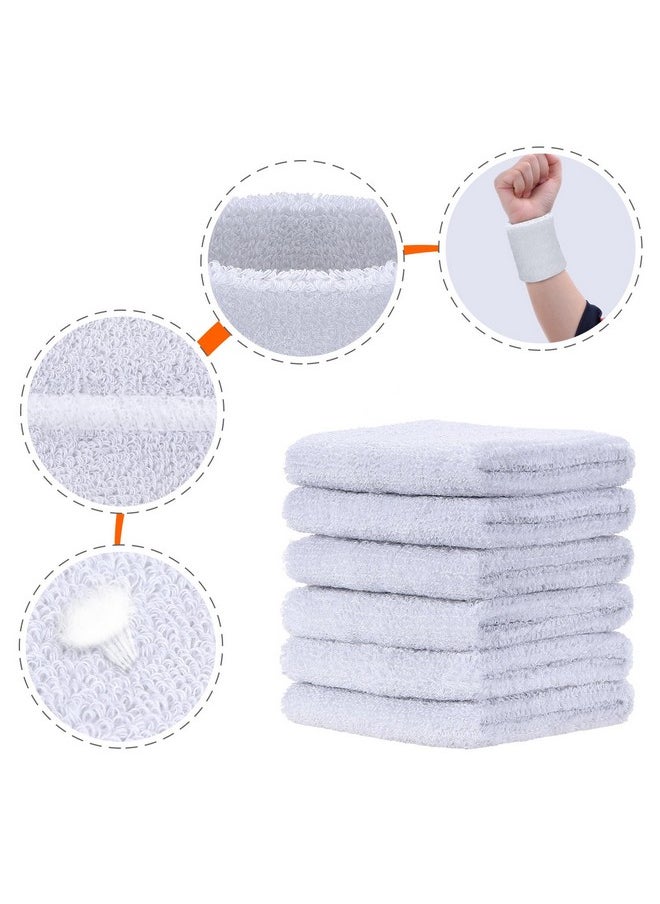 WILLBOND 6 Pcs Wrist Sweatbands Sports Tennis Wristbands Wrist Bands For Sweat Wrist Bands Competitions Absorbent Sweatbands For Basketball Tennis Football Running Working(White)  - Image 2