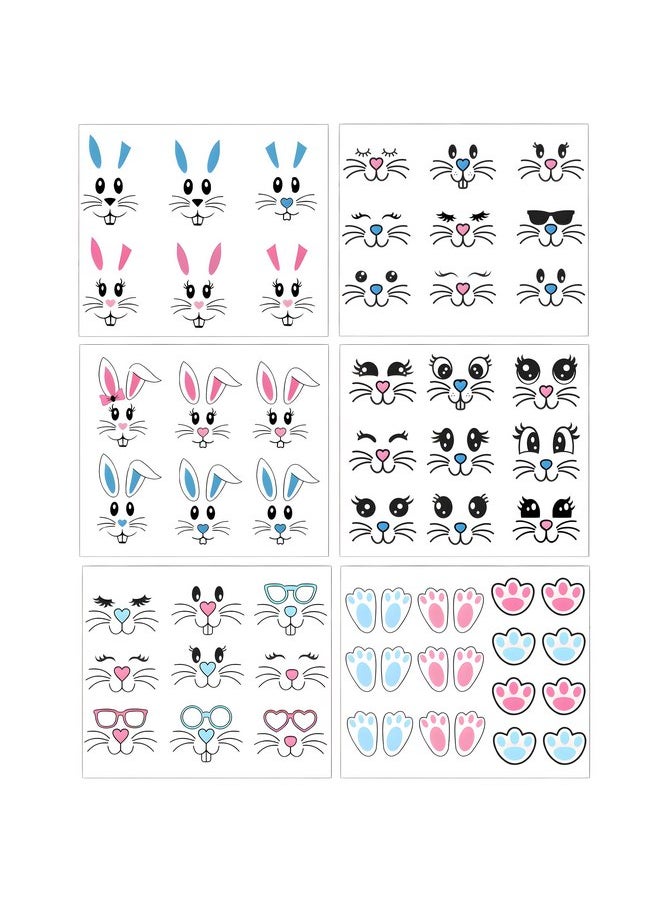 Finduat - 59 Pcs Easter Bunny Face Vinyl Decals Rabbit Face Wall Decals Stickers Bunny Faces DIY Craft Art Stickers for Easter Party Decorations Bunny Feet Window Clings Sticker Front Porch Door Party Supplies - Image 1