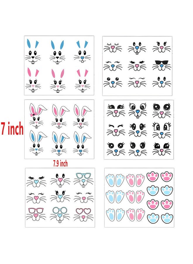 Finduat - 59 Pcs Easter Bunny Face Vinyl Decals Rabbit Face Wall Decals Stickers Bunny Faces DIY Craft Art Stickers for Easter Party Decorations Bunny Feet Window Clings Sticker Front Porch Door Party Supplies - Image 1