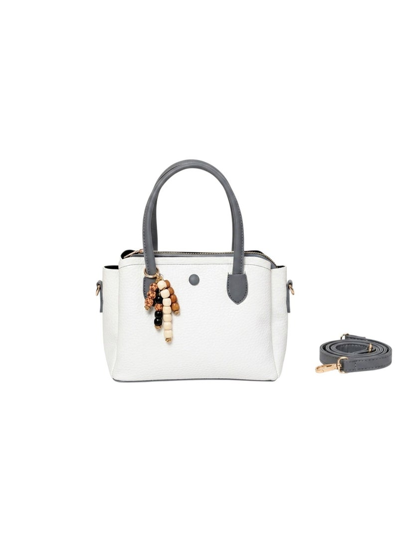 Kanaz Kharza Women’s Handbag with Elegant Beaded Charm – Stylish Leather Tote Bag with Top Handle & Detachable Shoulder Strap - Image 1