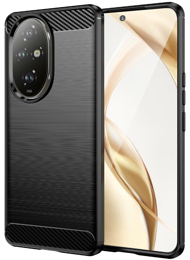 RUGGED SHIELD Honor 200 5G Back Cover, Brushed Carbon Fiber Texture, Flexible TPU Shockproof Protection Bumper Phone Case, Slim Case Cover for Honor 200 5G 6.7 inch, Black  - Image 1