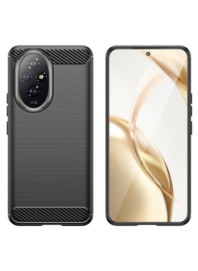 RUGGED SHIELD Honor 200 5G Back Cover, Brushed Carbon Fiber Texture, Flexible TPU Shockproof Protection Bumper Phone Case, Slim Case Cover for Honor 200 5G 6.7 inch, Black  - Image 2