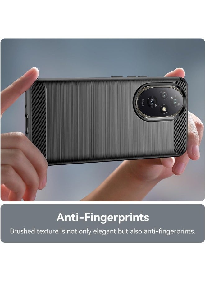 RUGGED SHIELD Honor 200 5G Back Cover, Brushed Carbon Fiber Texture, Flexible TPU Shockproof Protection Bumper Phone Case, Slim Case Cover for Honor 200 5G 6.7 inch, Black  - Image 4
