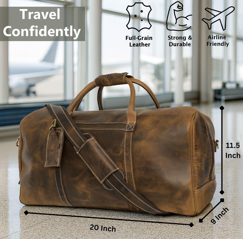 Rustic Town Leather Travel Duffel Bag - Airplane Underseat Carry On Bags By Rustic Town (Medium, Brown) - Image 2