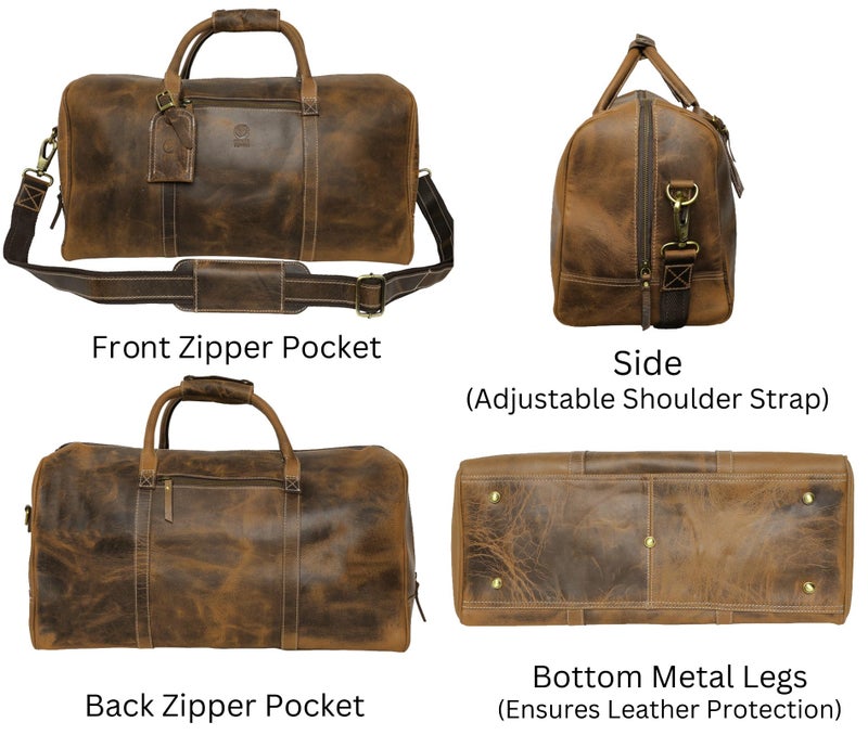 Rustic Town Leather Travel Duffel Bag - Airplane Underseat Carry On Bags By Rustic Town (Medium, Brown) - Image 5