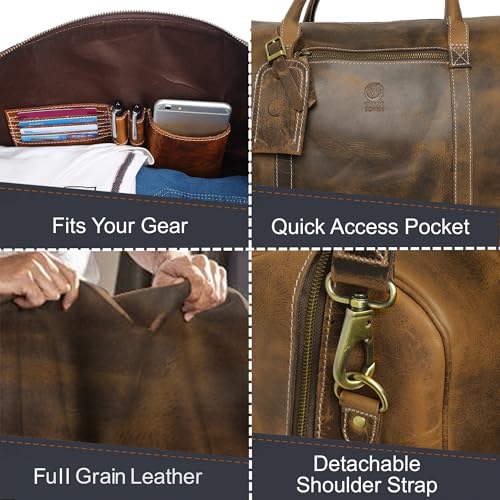 Rustic Town Leather Travel Duffel Bag - Airplane Underseat Carry On Bags By Rustic Town (Medium, Brown) - Image 3