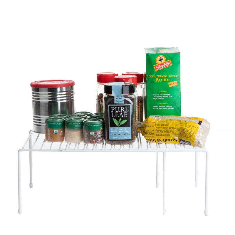 Mind Reader Expandable Shelf Kitchen Pantry Cabinet Organizer MultiPurpose Storage Metal 122523L x 1025W x 55H White