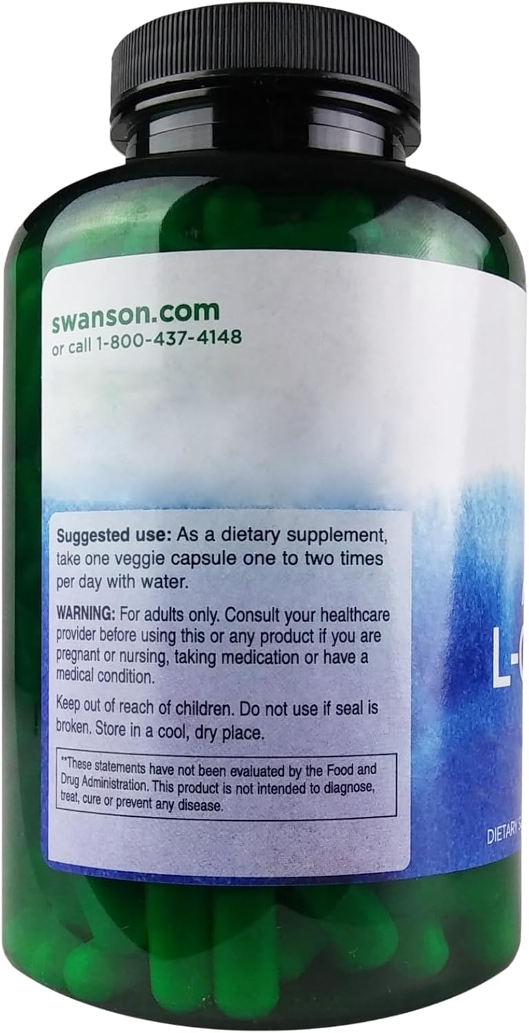 Swanson Acetyl LCARNITINE 500MG 240 Veg Cap - Image 3