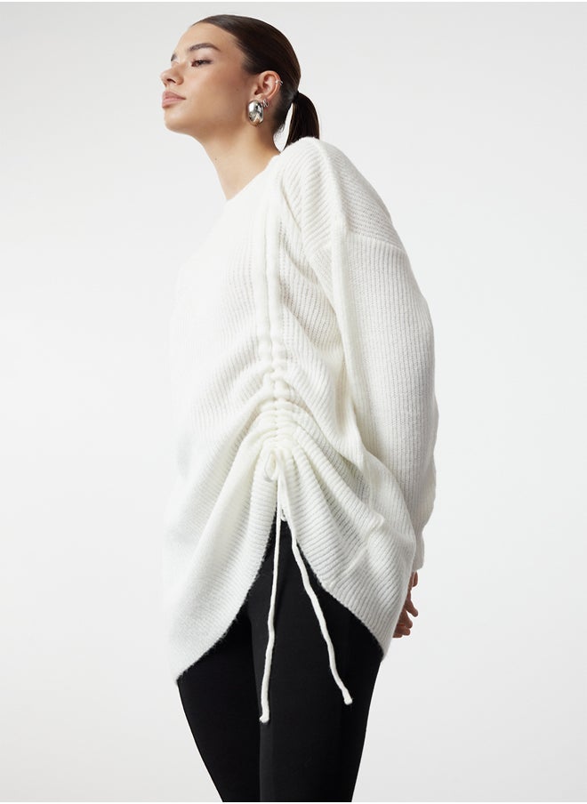 trendyol Ecru Selanik Knitted Smock Detailed Knitwear Sweater TCTAW25AK00001  - Image 1