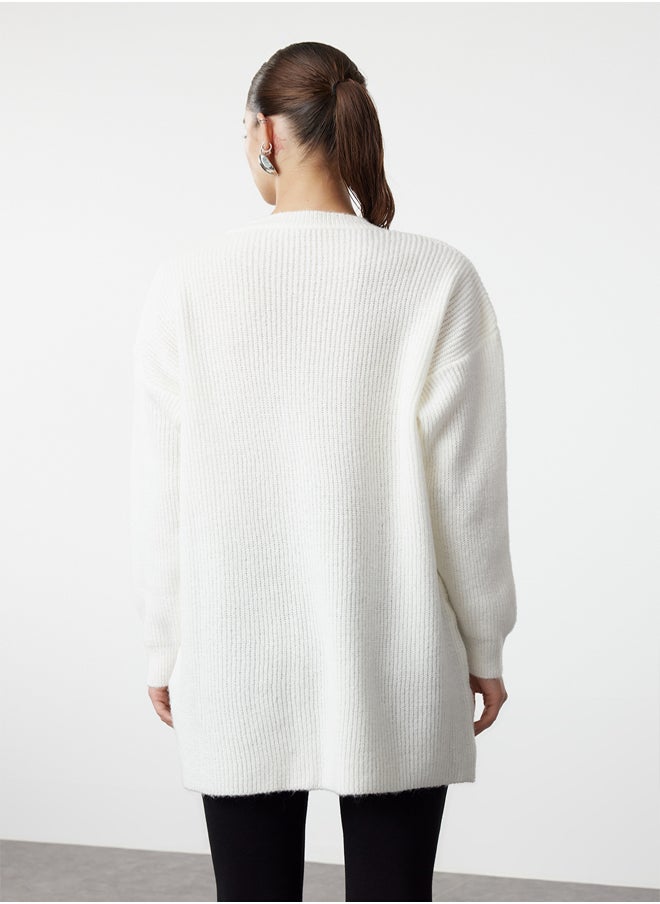 trendyol Ecru Selanik Knitted Smock Detailed Knitwear Sweater TCTAW25AK00001  - Image 5