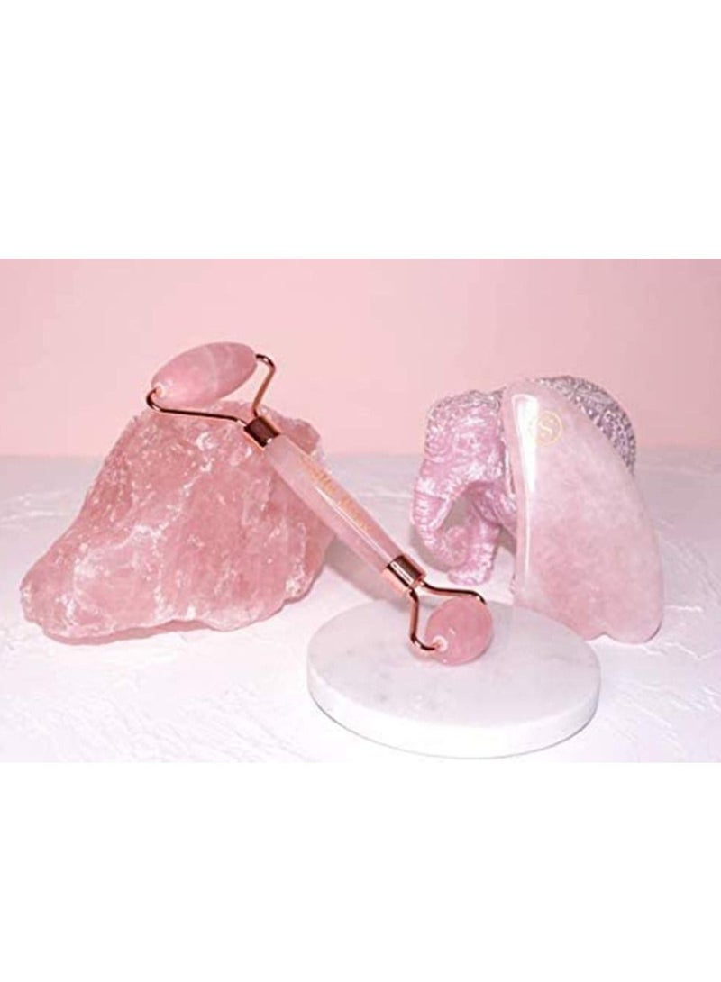 KASTWAVE DELFINO Jade Roller Eyes Facial Massage Kits Natural Rose Skin Roller Face Gua Sha Tools Anti Aging Roller for Face, Eyeball Neck Body Massage Jade Stone Face Neck Skincare Massage Tool Eye Treatments - Image 3