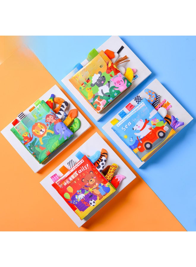 LakaRose Animal Tail Cloth Book Baby Ringing Paper Cloth Book Enlightenment Early Education Cloth Book 0-1 Years Old Infant Toys - Image 2