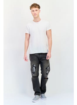 Levi's Men Regular Fit Distressed No Stretch Denim, Charcoal  - Image 4