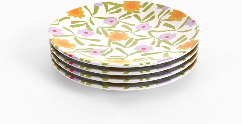 TervisHome Melamine Salad Plates  Set of 4  Enchanted Garden Collection  Durable Stonewarelike Quality Dishwasher Safe Perfect for Indoor and Outdoor Use - Image 1