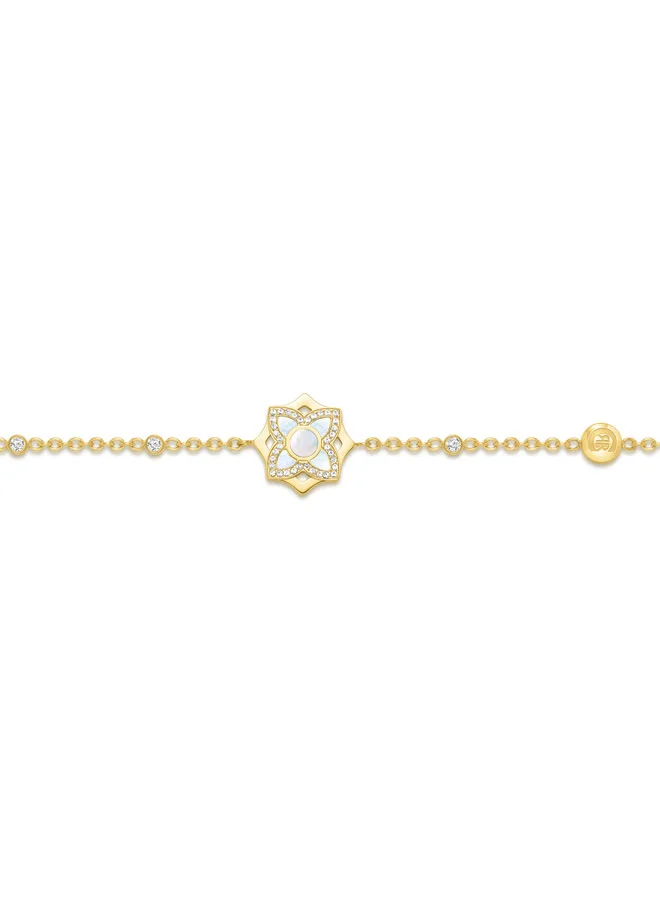 CERRUTI 1881 Ottavia Gold-Plated Bracelet, White Mother of Pearl Floral Charm, Elegant and Minimalist Jewelry for Women