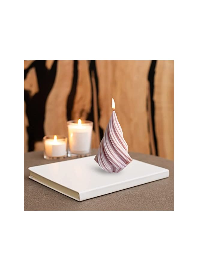 The Bros 3D Spiral Cone Shape Column Candle Molds Silicone, Pillar Candle Molds for Candle Making Aroma Soy Wax Soap Plaster Epoxy Resin, Tree Shape Silicone Molds for Christmas Gifts Home Decor (3.8") - Image 5