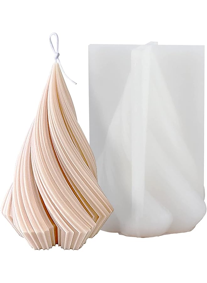 The Bros 3D Spiral Cone Shape Column Candle Molds Silicone, Pillar Candle Molds for Candle Making Aroma Soy Wax Soap Plaster Epoxy Resin, Tree Shape Silicone Molds for Christmas Gifts Home Decor (3.8") - Image 1