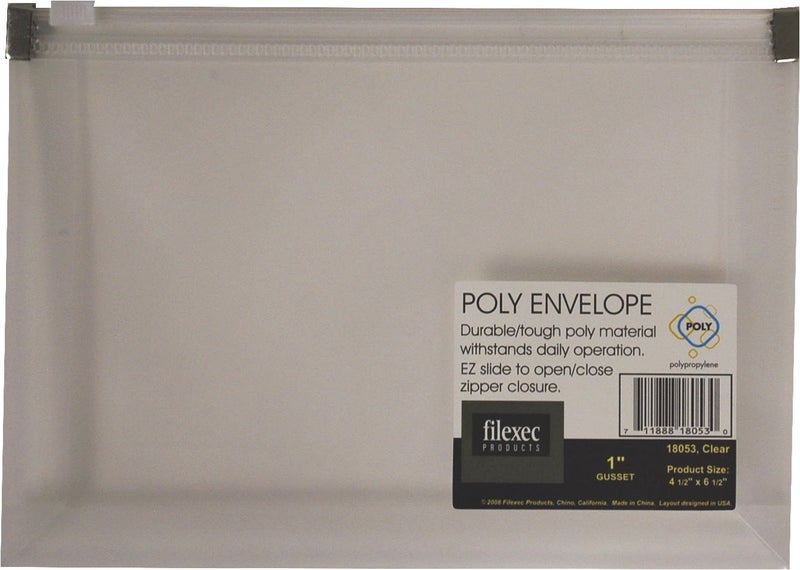 Filexec Poly Envelope, Side-Load, Zipper Closure, Clear (Pack of 12) (50091-18053) - Image 3
