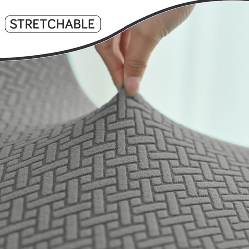 HOKIPO Jacquard 210gsm Armless Shell Chair Cover, Mid Century Modern Dining Chair Cover, Pack of 1, Grey, (AR-5357-GRY) - Image 5