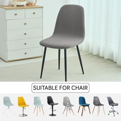 HOKIPO Jacquard 210gsm Armless Shell Chair Cover, Mid Century Modern Dining Chair Cover, Pack of 1, Grey, (AR-5357-GRY) - Image 3