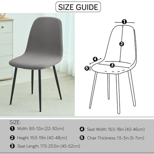 HOKIPO Jacquard 210gsm Armless Shell Chair Cover, Mid Century Modern Dining Chair Cover, Pack of 1, Grey, (AR-5357-GRY) - Image 4