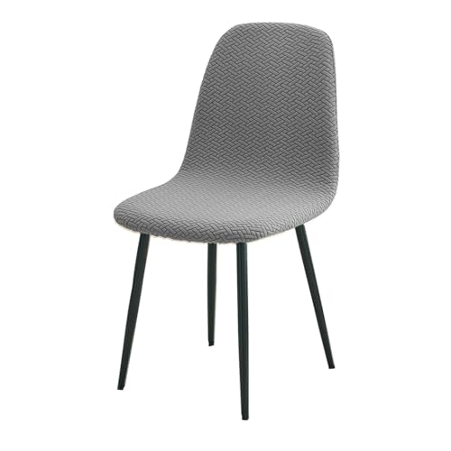 HOKIPO Jacquard 210gsm Armless Shell Chair Cover, Mid Century Modern Dining Chair Cover, Pack of 1, Grey, (AR-5357-GRY) - Image 1