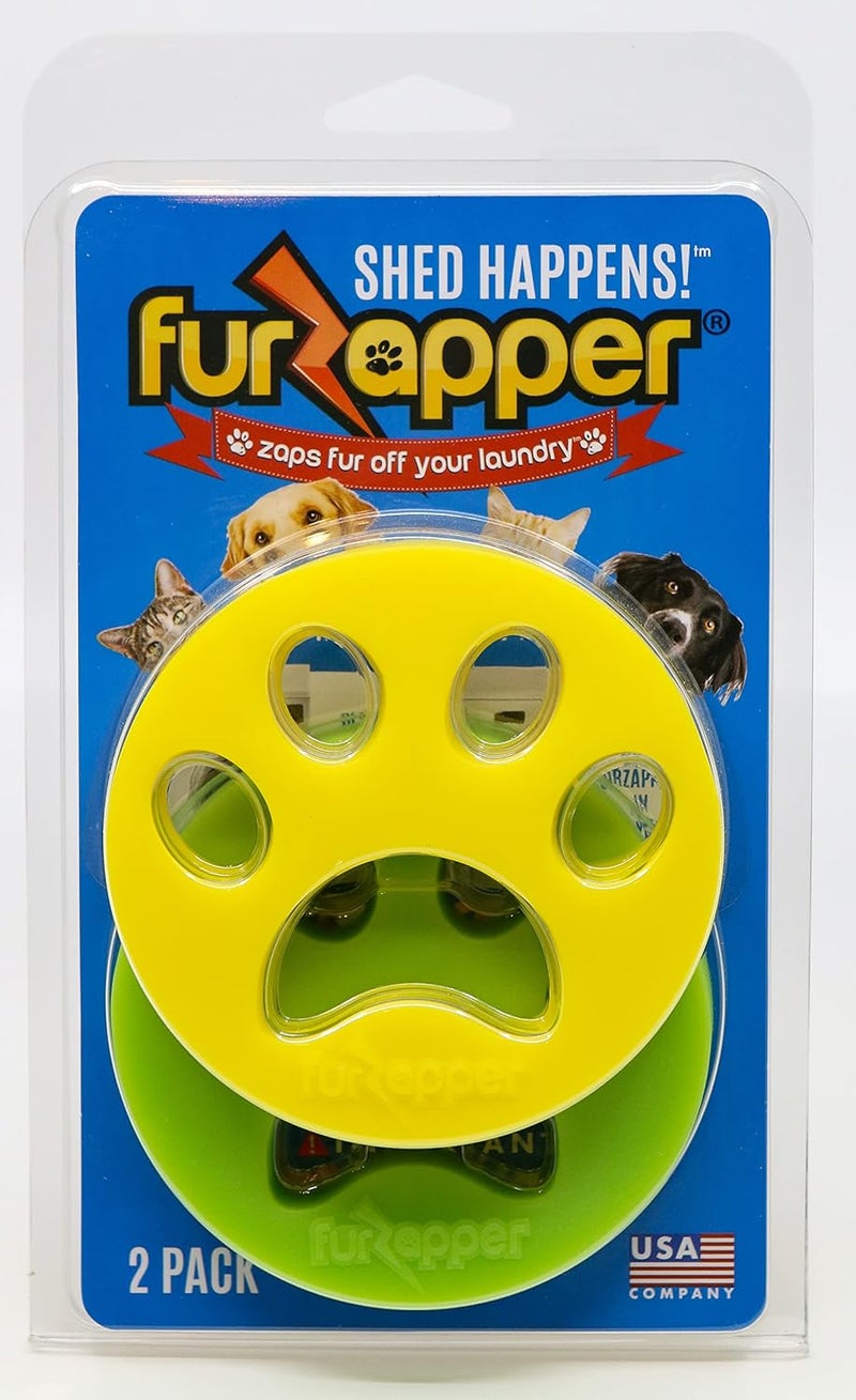 مزيل شعر الحيوانات الأليفة FurZapper للغسيل، عدد 2 - أداة قابلة لإعادة الاستخدام لإزالة شعر الكلاب والقطط كما ظهرت في برنامج Shark Tank - تزيل فرو الحيوانات الأليفة والشعر والوبر والقشرة من الملابس والغسيل - قطعة واحدة من FurZapper لكل حيوان أليف - Image 1