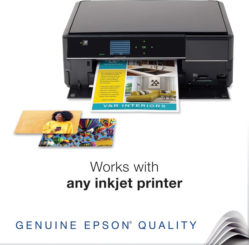EPSON ورق عرض متميز غير لامع (8.5x11 بوصة، مزدوج الوجه، 50 ورقة) (S041568) أبيض ساطع - Image 3