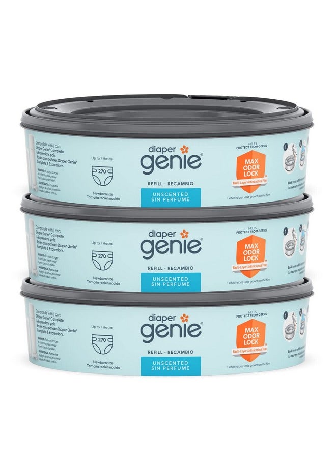 Diaper Genie Bags Refills 270 Count (Pack Of 3) With Max Odor Lock ; Holds Up To 810 Newborn Diapers  - Image 2