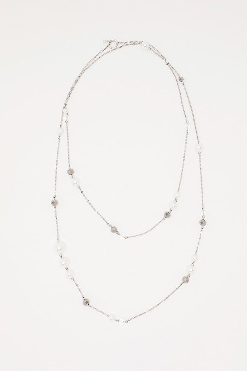Tchibo Layer Chain Necklace, Silver and Black  - Image 1