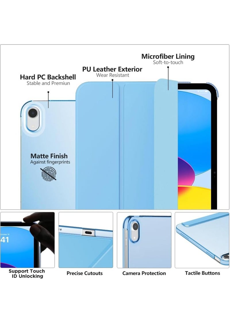 MIXDE iPad (A16) 11th Generation Case 11 Inch 2025 iPad 10th Generation Case 10.9 Inch 2022  Slim Stand Hard PC Translucent Back Shell Smart Cover Support Touch ID  Auto Wake/Sleep Sunny Sky Blue - Image 2