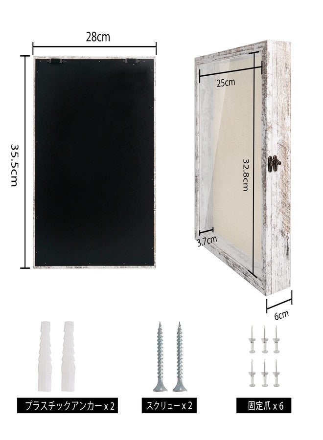 جرادجويشون مول صندوق عرض خشبي من GraduationMall مقاس 11×14 بوصة، بباب زجاجي وظهر من الكتان، مزود بـ 6 دبابيس تثبيت، وعمق داخلي 1.5 بوصة، مثالي لعرض الصور التذكارية والزهور والميداليات والتذاكر، لون أبيض ريفي - Image 5