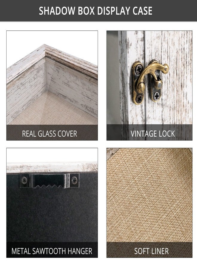 جرادجويشون مول صندوق عرض خشبي من GraduationMall مقاس 11×14 بوصة، بباب زجاجي وظهر من الكتان، مزود بـ 6 دبابيس تثبيت، وعمق داخلي 1.5 بوصة، مثالي لعرض الصور التذكارية والزهور والميداليات والتذاكر، لون أبيض ريفي - Image 3