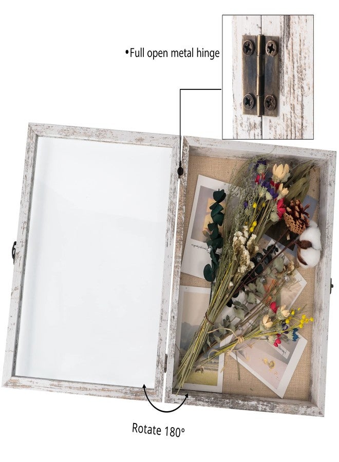 جرادجويشون مول صندوق عرض خشبي من GraduationMall مقاس 11×14 بوصة، بباب زجاجي وظهر من الكتان، مزود بـ 6 دبابيس تثبيت، وعمق داخلي 1.5 بوصة، مثالي لعرض الصور التذكارية والزهور والميداليات والتذاكر، لون أبيض ريفي - Image 4