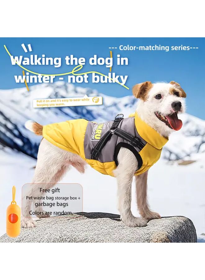 Yellow Dog Winter Jacket Waterproof Windproof Pet Coat For Small Medium Dogs With Reflective Safety Design Zipper Closure Cold Weather Vest Hand Wash Only Christmas Winter Outings Outdoor Pet Gear Size L - Image 1