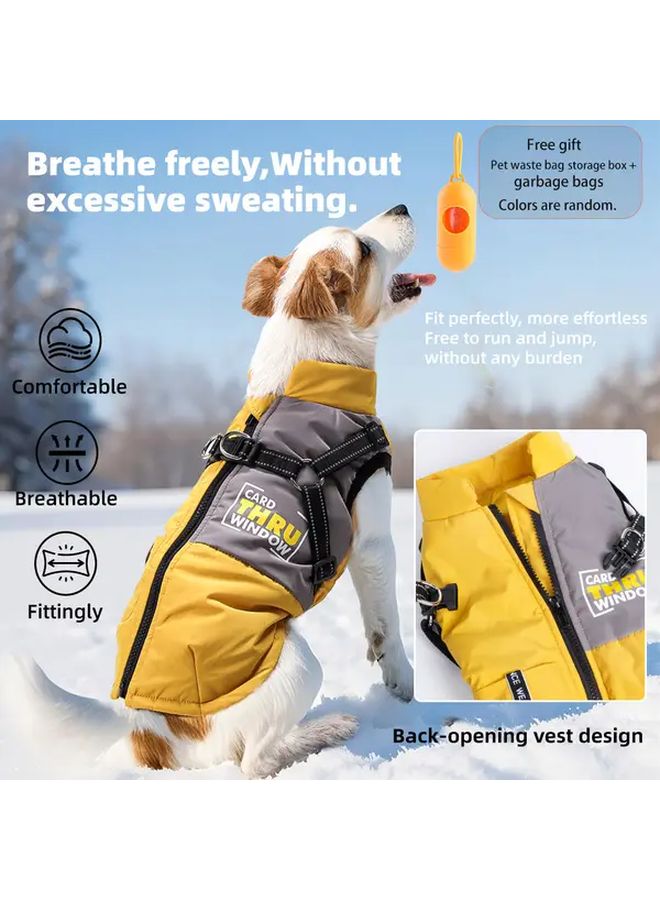 Yellow Dog Winter Jacket Waterproof Windproof Pet Coat For Small Medium Dogs With Reflective Safety Design Zipper Closure Cold Weather Vest Hand Wash Only Christmas Winter Outings Outdoor Pet Gear Size L - Image 3