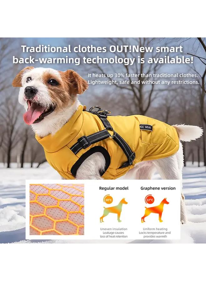 Yellow Dog Winter Jacket Waterproof Windproof Pet Coat For Small Medium Dogs With Reflective Safety Design Zipper Closure Cold Weather Vest Hand Wash Only Christmas Winter Outings Outdoor Pet Gear Size L - Image 4