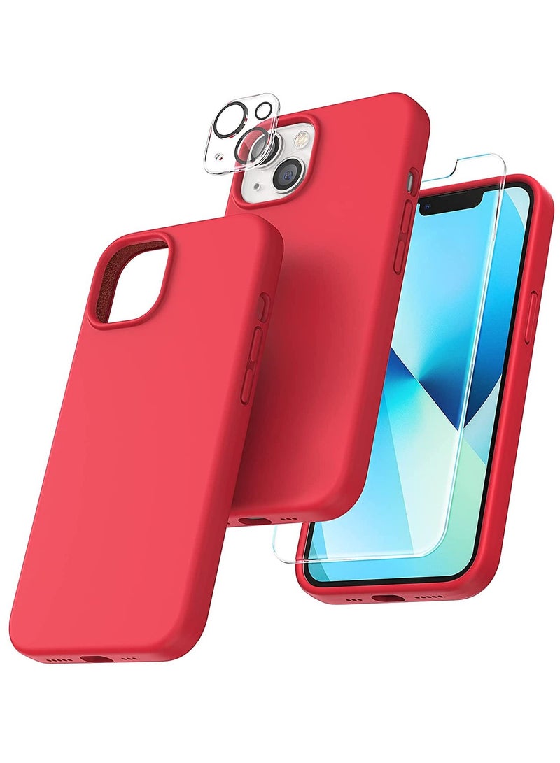 5 in 1 Designed for iPhone 14 Plus Case, with 2 Pack Screen Protector + 2 Pack Camera Lens Protector, Liquid Silicone Ultra Slim Shockproof Protective Phone Case 6.7 - Image 1