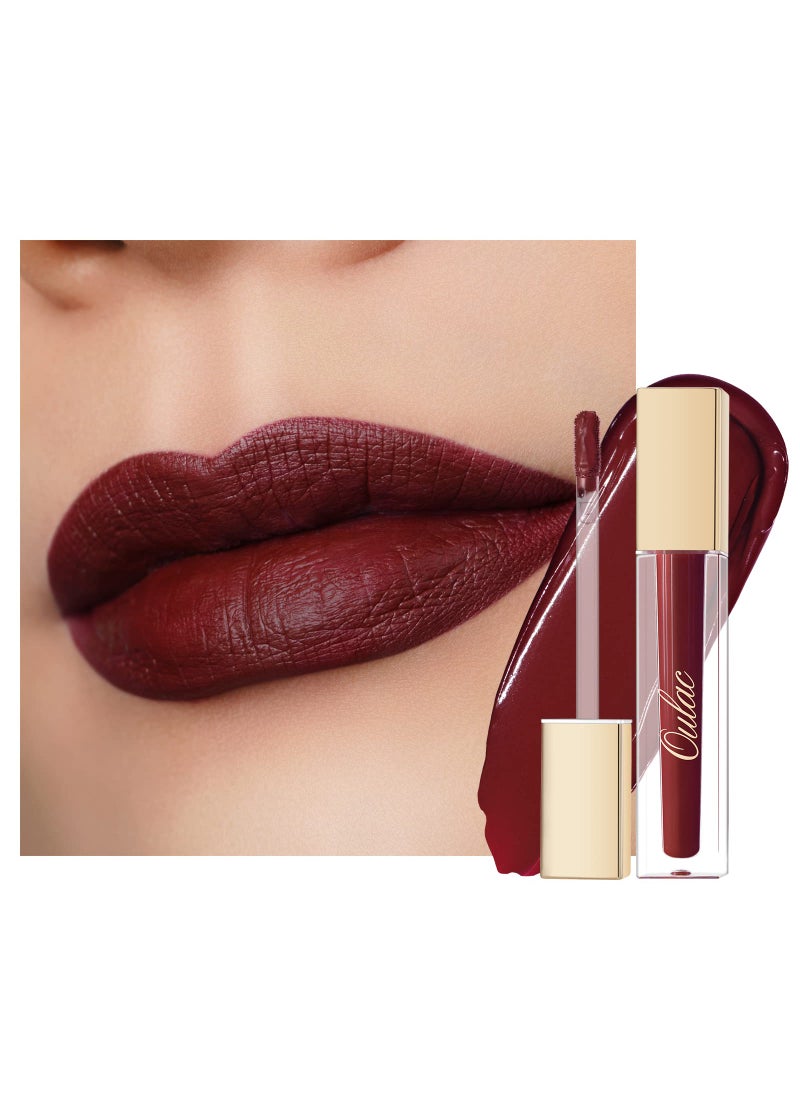 Oulac Oulac Matte Liquid Dark Red Lipstick for Women, Long Lasting Lipstick, Waterproof Lip Stain, No Transfer, Creamy High Pigmented Formula with Vitamin E, Vegan & Cruelty-Free M18 