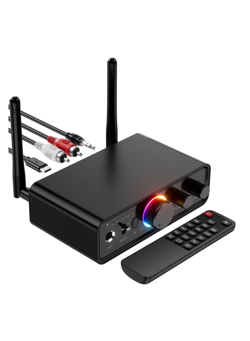 Zikra جهاز استقبال وإرسال صوتي بلوتوث 5.3 محدث، لنظام ستيريو منزلي، محول صوتي بلوتوث لاسلكي عالي الدقة مع زمن تأخير منخفض، يدعم USB، RCA، 3.5mm AUX، DAC، مدخل/مخرج بصري، مدخل/مخرج محوري - Image 1