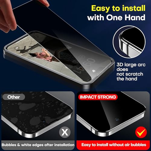 ImpactStrong Anti-Spy Privacy Screen Protector for iPhone 17 Pro Max (6.9-Inch), 9H Tempered Glass, Shatter-Resistant, Anti-Scratch, Easy Install Kit, Case Friendly, 2-Pack - Image 2