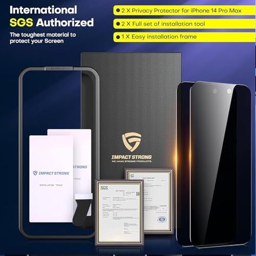 ImpactStrong Anti-Spy Privacy Screen Protector for iPhone 17 Pro Max (6.9-Inch), 9H Tempered Glass, Shatter-Resistant, Anti-Scratch, Easy Install Kit, Case Friendly, 2-Pack - Image 4
