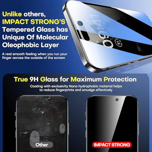ImpactStrong Anti-Spy Privacy Screen Protector for iPhone 17 Pro Max (6.9-Inch), 9H Tempered Glass, Shatter-Resistant, Anti-Scratch, Easy Install Kit, Case Friendly, 2-Pack - Image 3