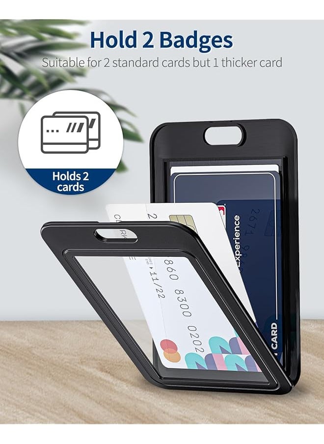 erorex 6Pcs Id Badge Holder Double Sided Windows Vertical Hard Plastic Case Black Card Protector Pouch Id Card Name Holder For Office School Id Credit Cards Proximity Key Cards Driver'S Licenses And Passes  - Image 4
