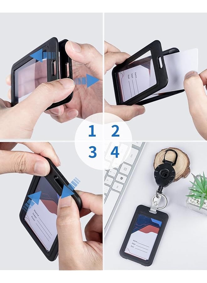 erorex 6Pcs Id Badge Holder Double Sided Windows Vertical Hard Plastic Case Black Card Protector Pouch Id Card Name Holder For Office School Id Credit Cards Proximity Key Cards Driver'S Licenses And Passes  - Image 5