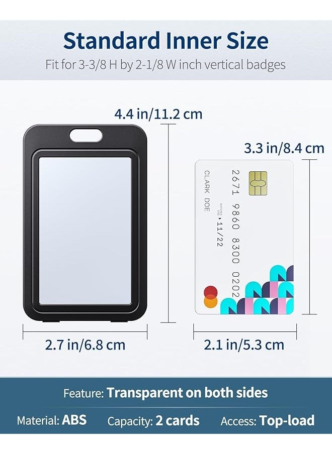 erorex 6Pcs Id Badge Holder Double Sided Windows Vertical Hard Plastic Case Black Card Protector Pouch Id Card Name Holder For Office School Id Credit Cards Proximity Key Cards Driver'S Licenses And Passes  - Image 2